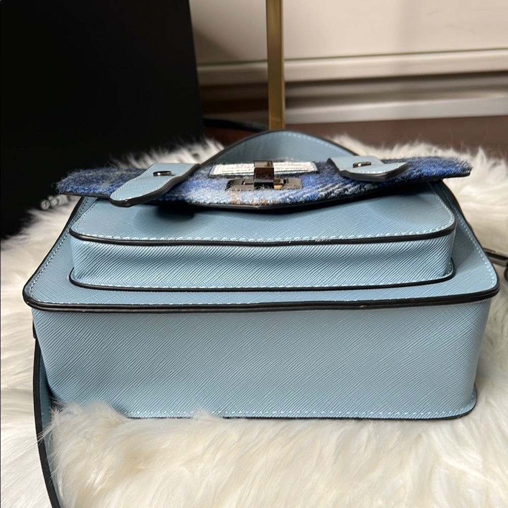 Harris Tweed Islander Blue Tartan Satchel Crossbody Bag NWOT- From Scotland - Picture 8 of 16
